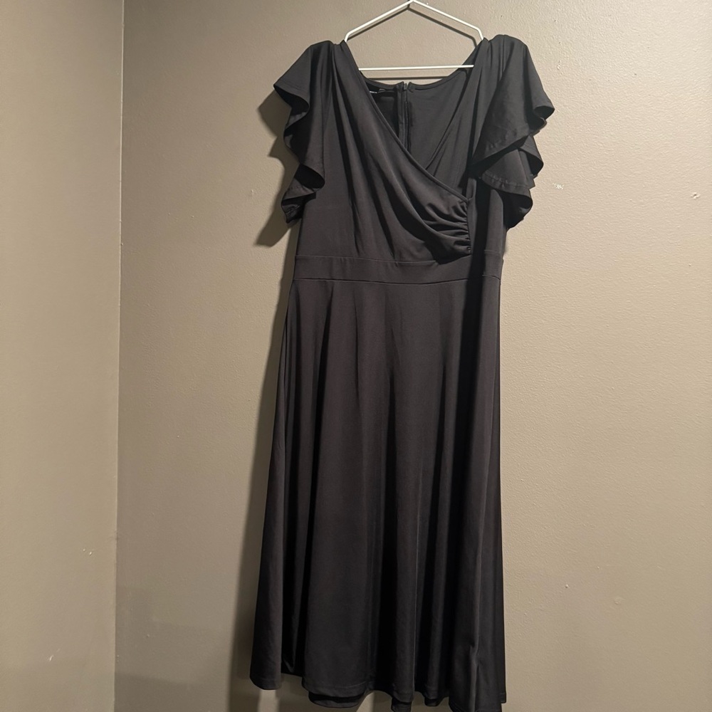 Dokotoo Elegant Black Women's Flutter Sleeve Dress Size 2X